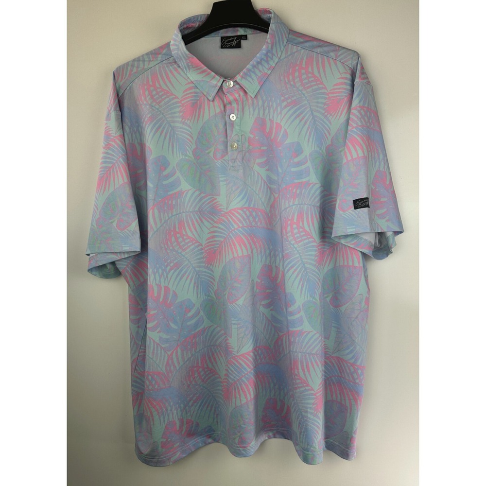 Sunday Swagger Fiji Polo Shirt Golf Tropical Aloha Palm Floral Men's Size 4XL - Picture 10 of 13